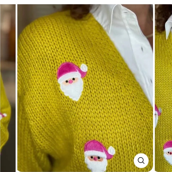 Chartreuse Santa cardigan size small - Picture 2 of 9
